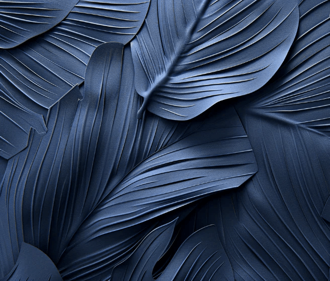 Feuillage 3D Velours Bleu Nuit - Papier Peint Panoramique - Illulart: Papier peint panoramique