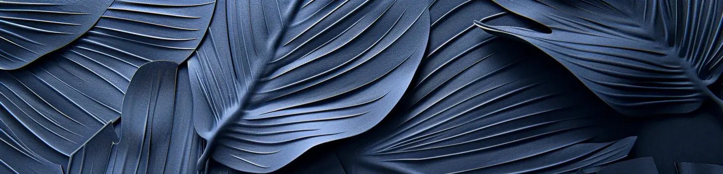 Feuillage 3D Velours Bleu Nuit - Papier Peint Panoramique