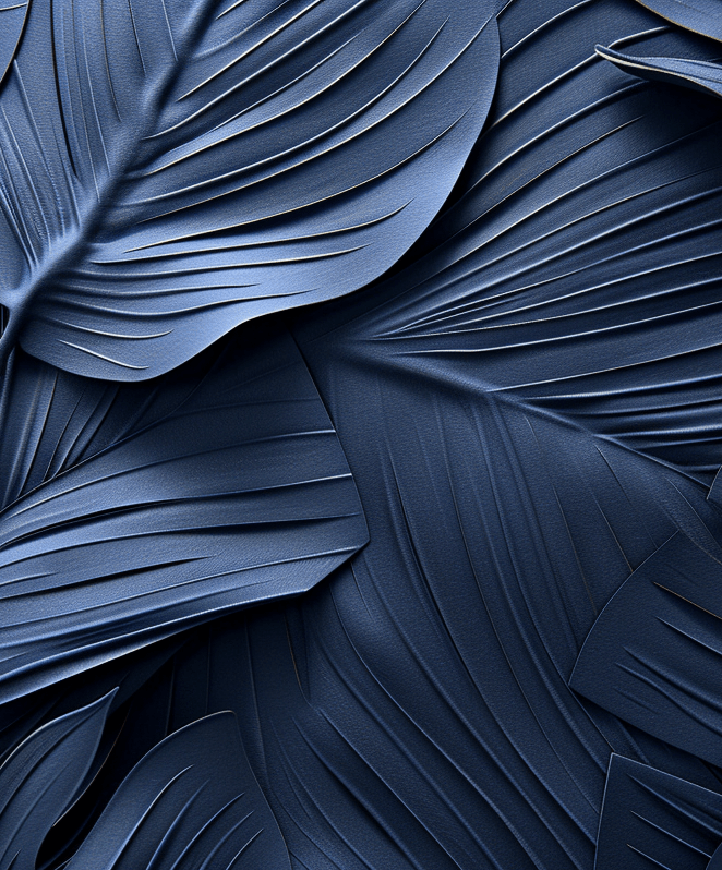 Feuillage 3D Velours Bleu Nuit - Papier Peint Panoramique - Illulart: Papier peint panoramique