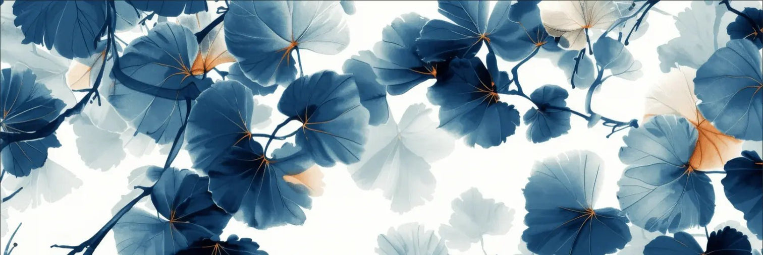 Feuille de Ginkgo Bleu - Raffinement Naturel - Illulart: Papier peint panoramique