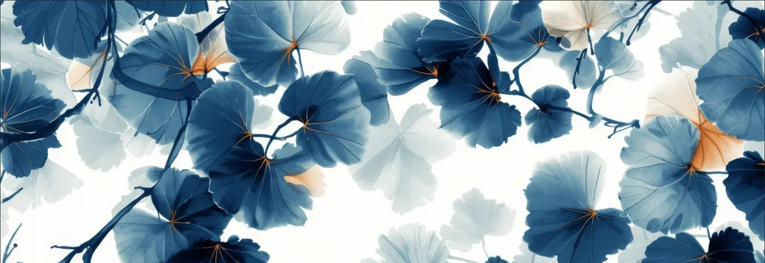 Feuille de Ginkgo Bleu - Raffinement Naturel - Illulart: Papier peint panoramique