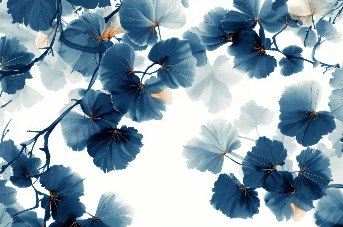 Feuille de Ginkgo Bleu - Raffinement Naturel - Illulart: Papier peint panoramique