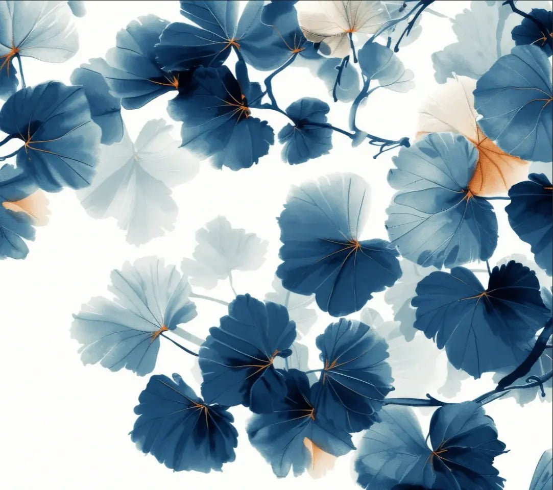 Feuille de Ginkgo Bleu - Raffinement Naturel - Illulart: Papier peint panoramique