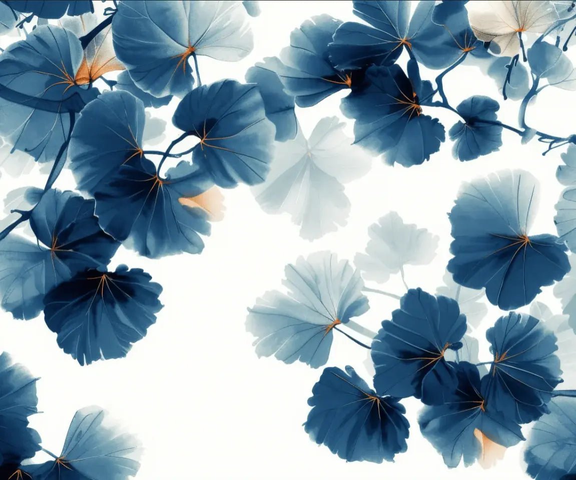 Feuille de Ginkgo Bleu - Raffinement Naturel - Illulart: Papier peint panoramique