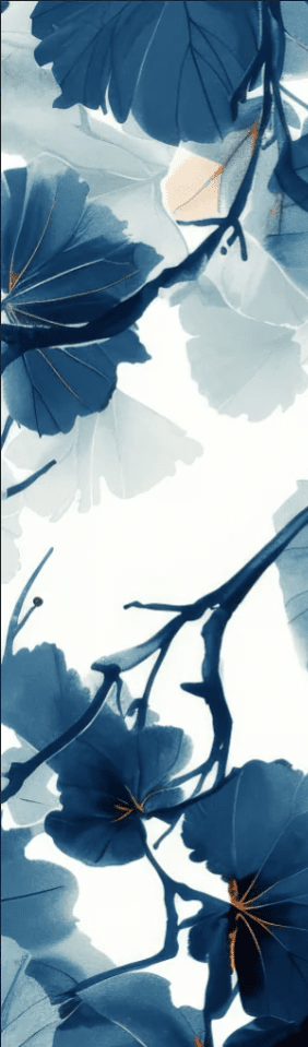 Feuille de Ginkgo Bleu - Raffinement Naturel - Illulart: Papier peint panoramique