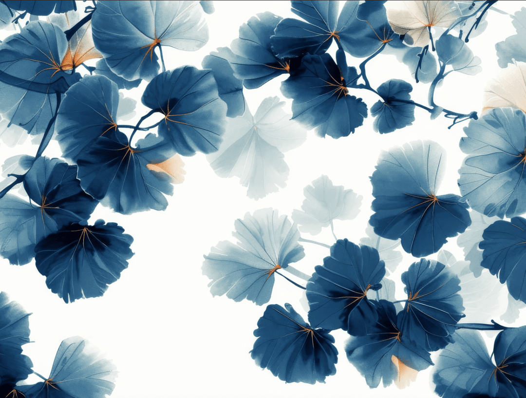 Feuille de Ginkgo Bleu - Raffinement Naturel - Illulart: Papier peint panoramique