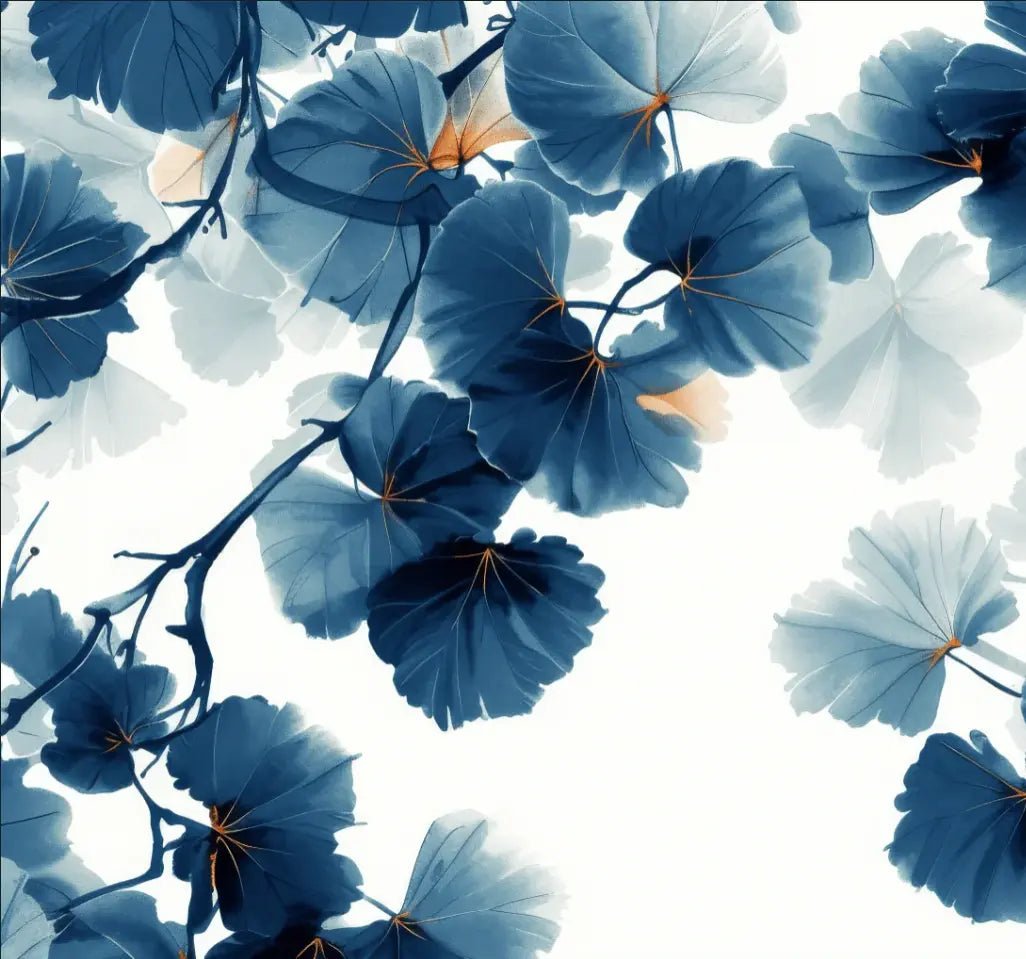 Feuille de Ginkgo Bleu - Raffinement Naturel - Illulart: Papier peint panoramique