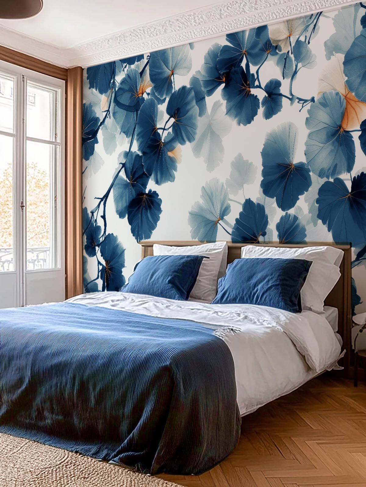 Feuille de Ginkgo Bleu - Raffinement Naturel - Illulart: Papier peint panoramique