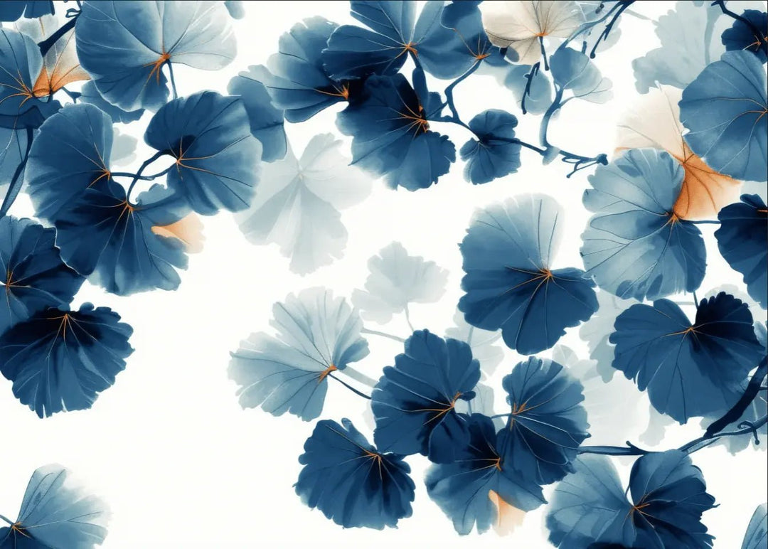 Feuille de Ginkgo Bleu - Raffinement Naturel - Illulart: Papier peint panoramique