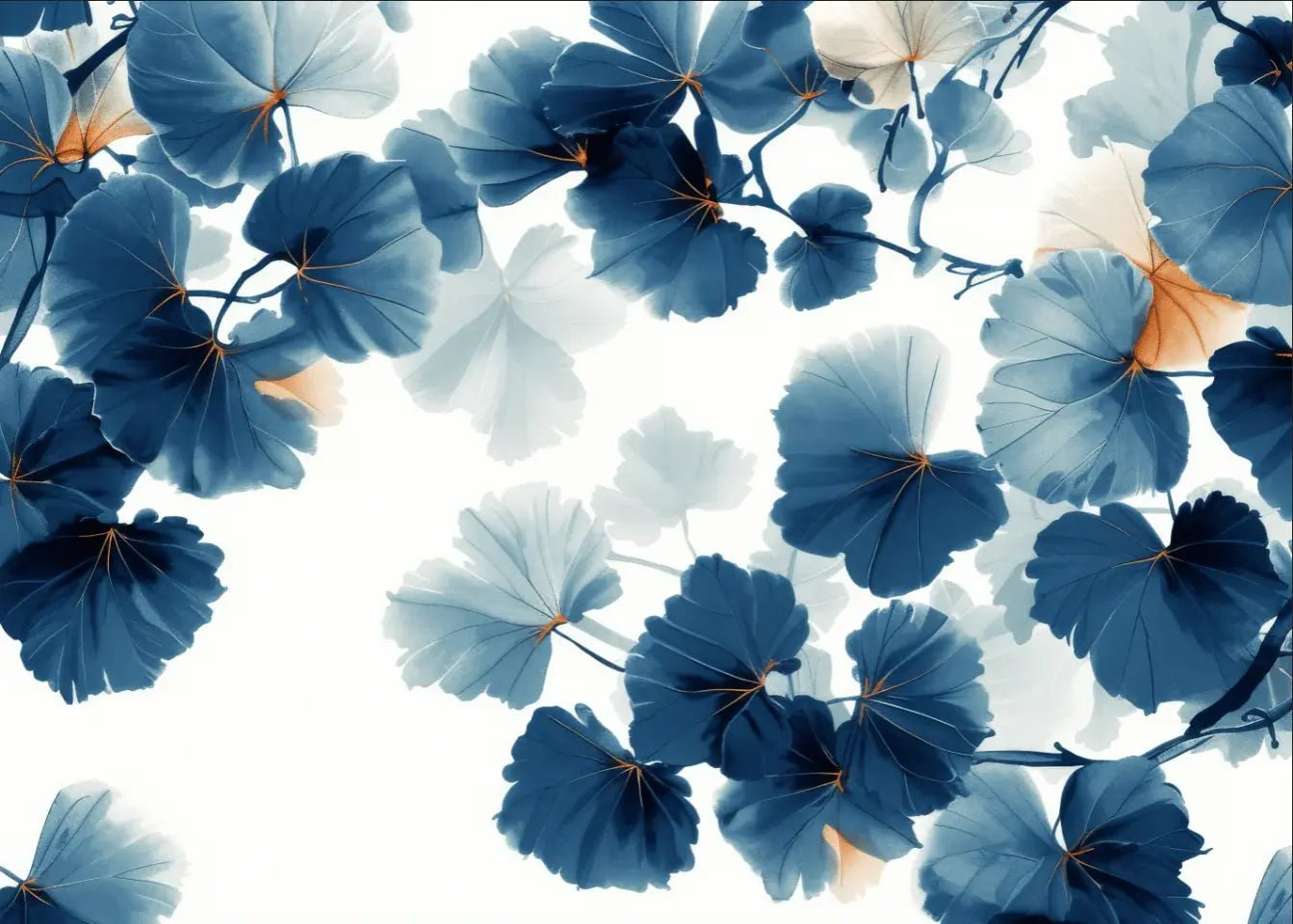 Feuille de Ginkgo Bleu - Raffinement Naturel - Illulart: Papier peint panoramique