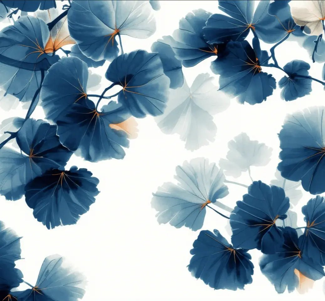 Feuille de Ginkgo Bleu - Raffinement Naturel - Illulart: Papier peint panoramique