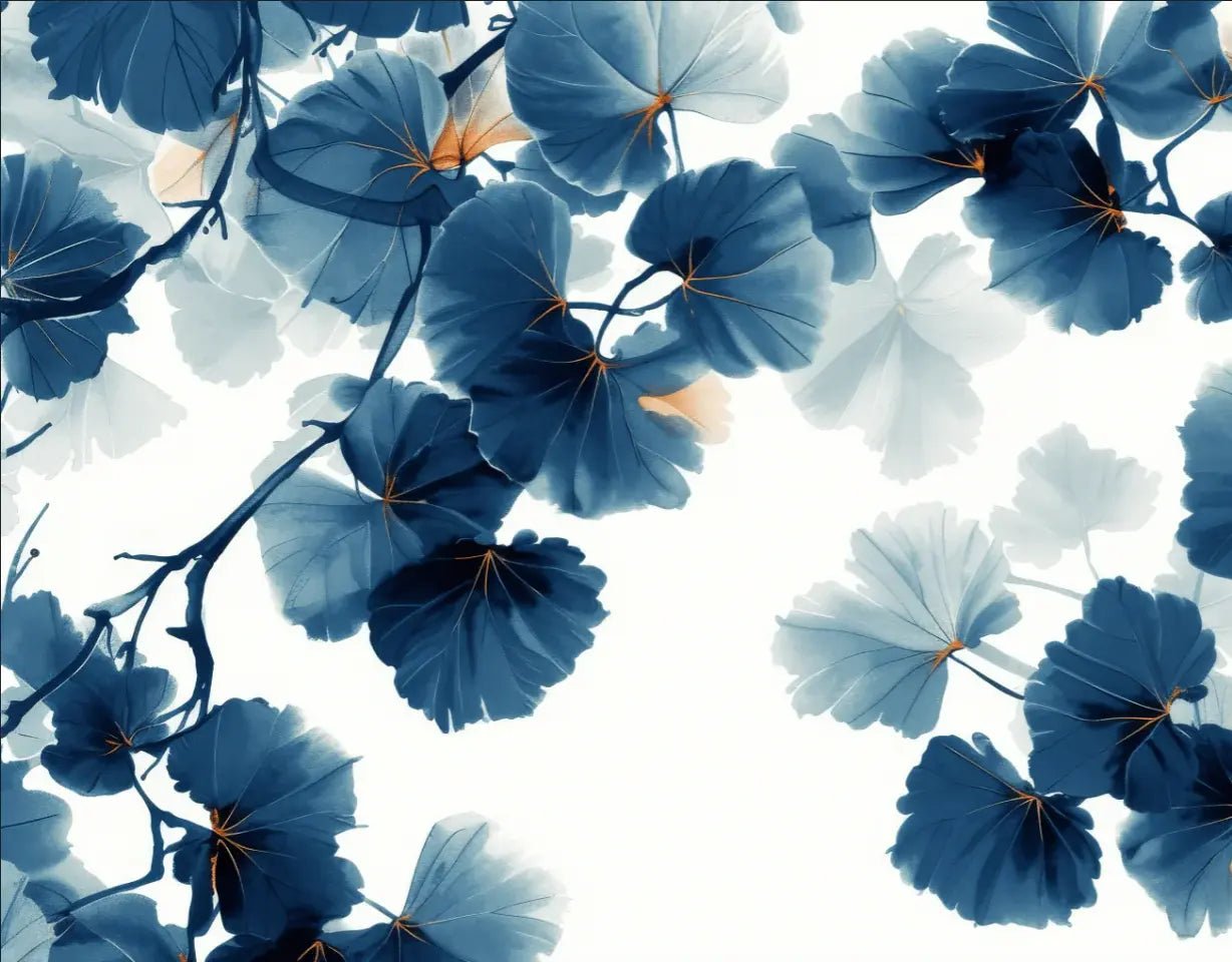 Feuille de Ginkgo Bleu - Raffinement Naturel - Illulart: Papier peint panoramique
