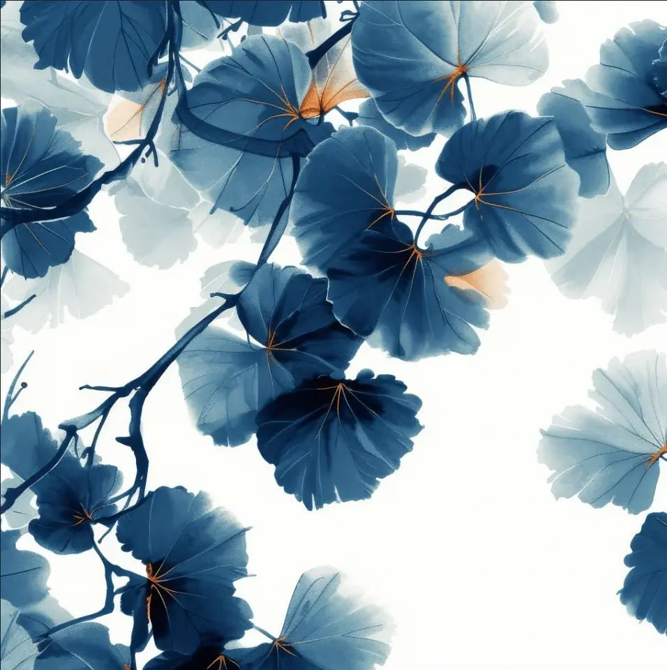 Feuille de Ginkgo Bleu - Raffinement Naturel - Illulart: Papier peint panoramique