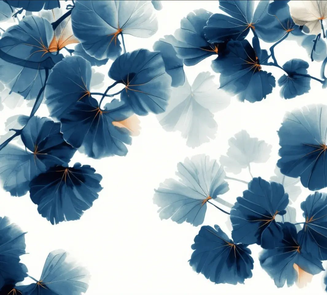 Feuille de Ginkgo Bleu - Raffinement Naturel - Illulart: Papier peint panoramique