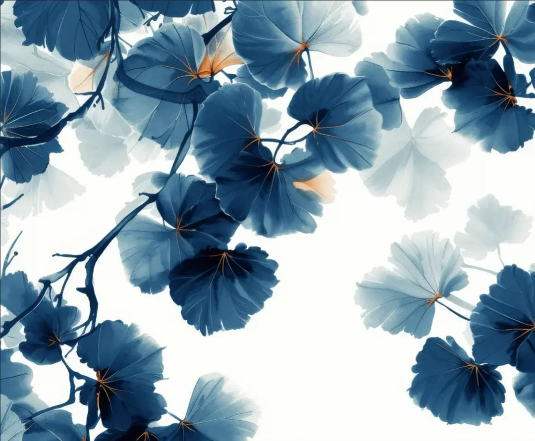 Feuille de Ginkgo Bleu - Raffinement Naturel - Illulart: Papier peint panoramique