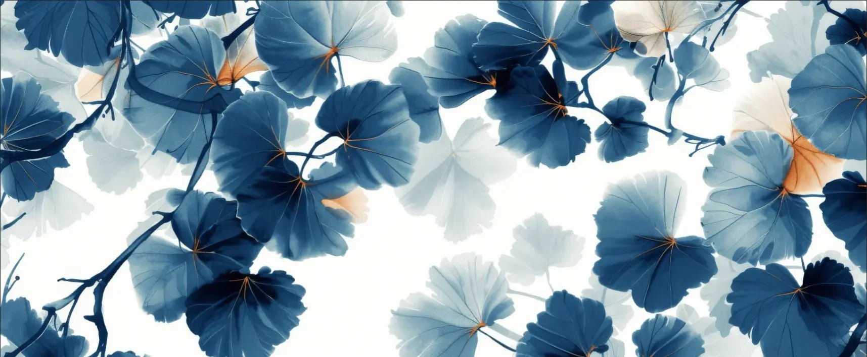 Feuille de Ginkgo Bleu - Raffinement Naturel - Illulart: Papier peint panoramique