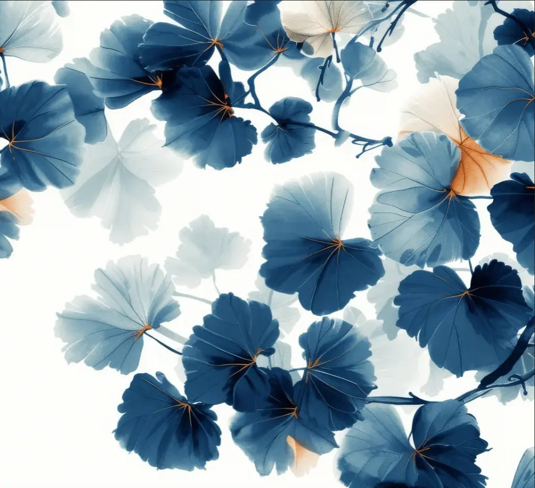 Feuille de Ginkgo Bleu - Raffinement Naturel - Illulart: Papier peint panoramique