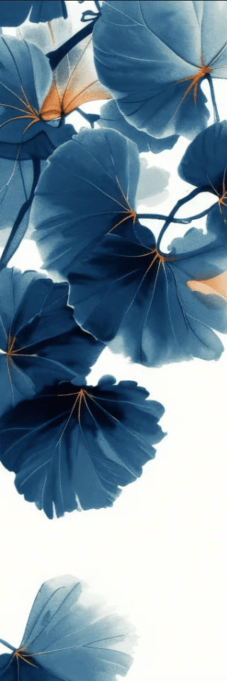 Feuille de Ginkgo Bleu - Raffinement Naturel - Illulart: Papier peint panoramique