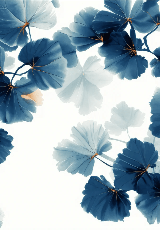 Feuille de Ginkgo Bleu - Raffinement Naturel - Illulart: Papier peint panoramique