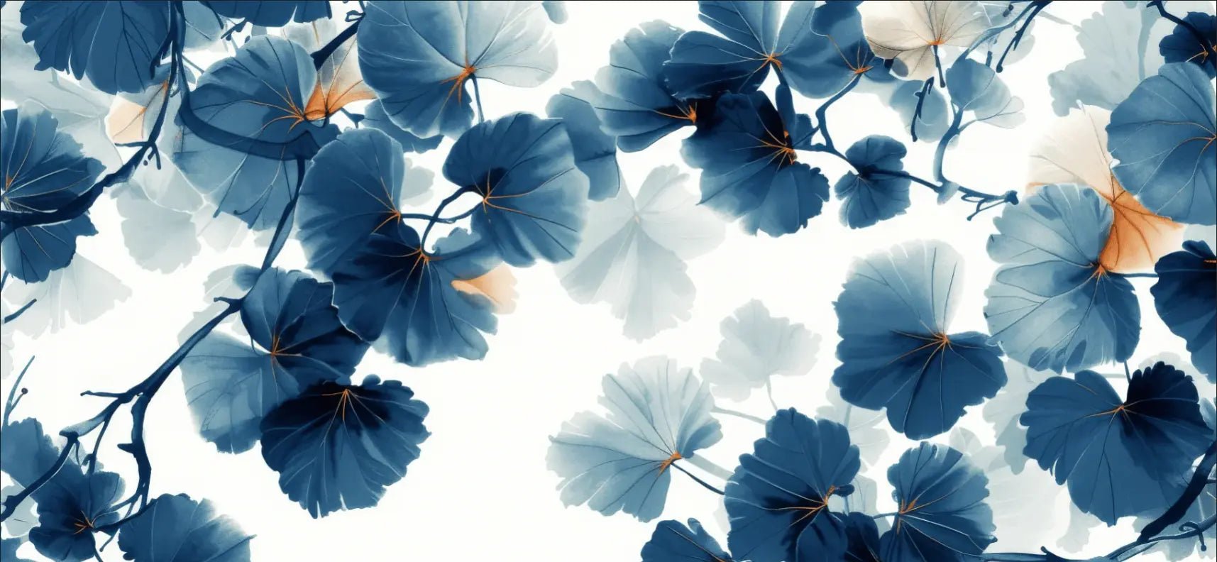 Feuille de Ginkgo Bleu - Raffinement Naturel - Illulart: Papier peint panoramique