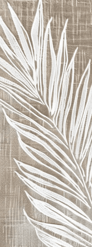 Feuilles Intemporelles : Papier peint feuilles blanches sur lin taupe - Illulart: Papier peint panoramique
