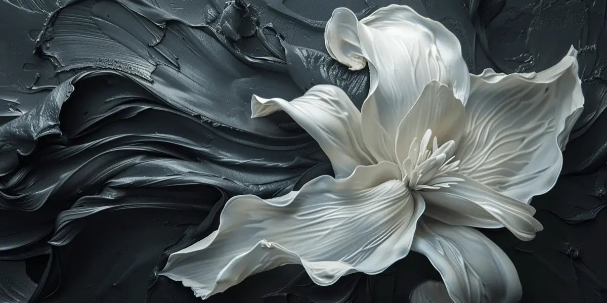 Fleur Sublime : Harmonie de Blanc et Noir - Illulart: Papier peint panoramique