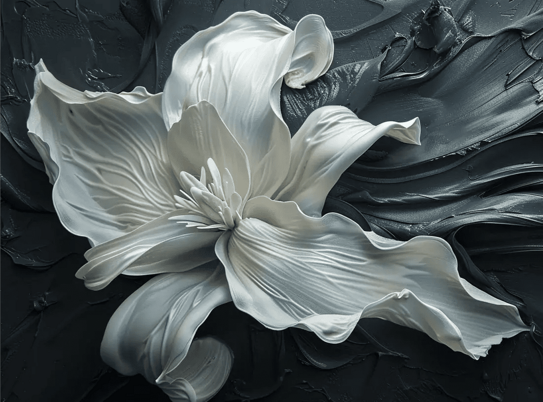 Fleur Sublime : Harmonie de Blanc et Noir - Illulart: Papier peint panoramique