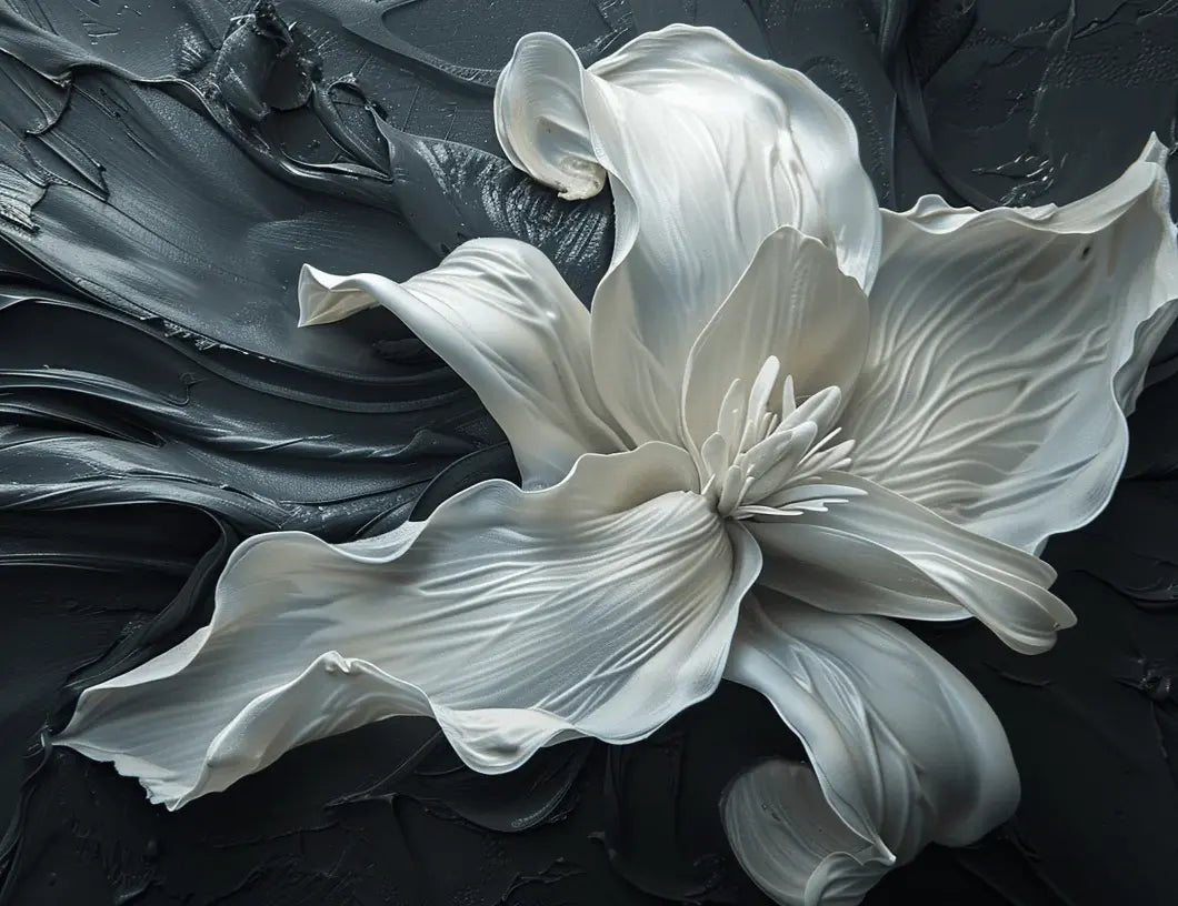 Fleur Sublime : Harmonie de Blanc et Noir - Illulart: Papier peint panoramique