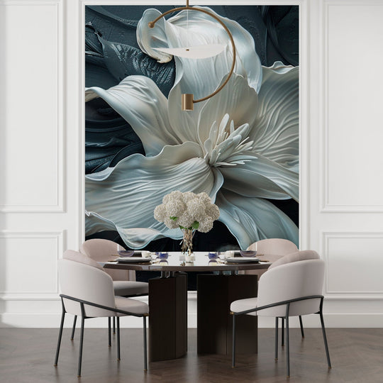 Fleur Sublime : Harmonie de Blanc et Noir - Illulart: Papier peint panoramique