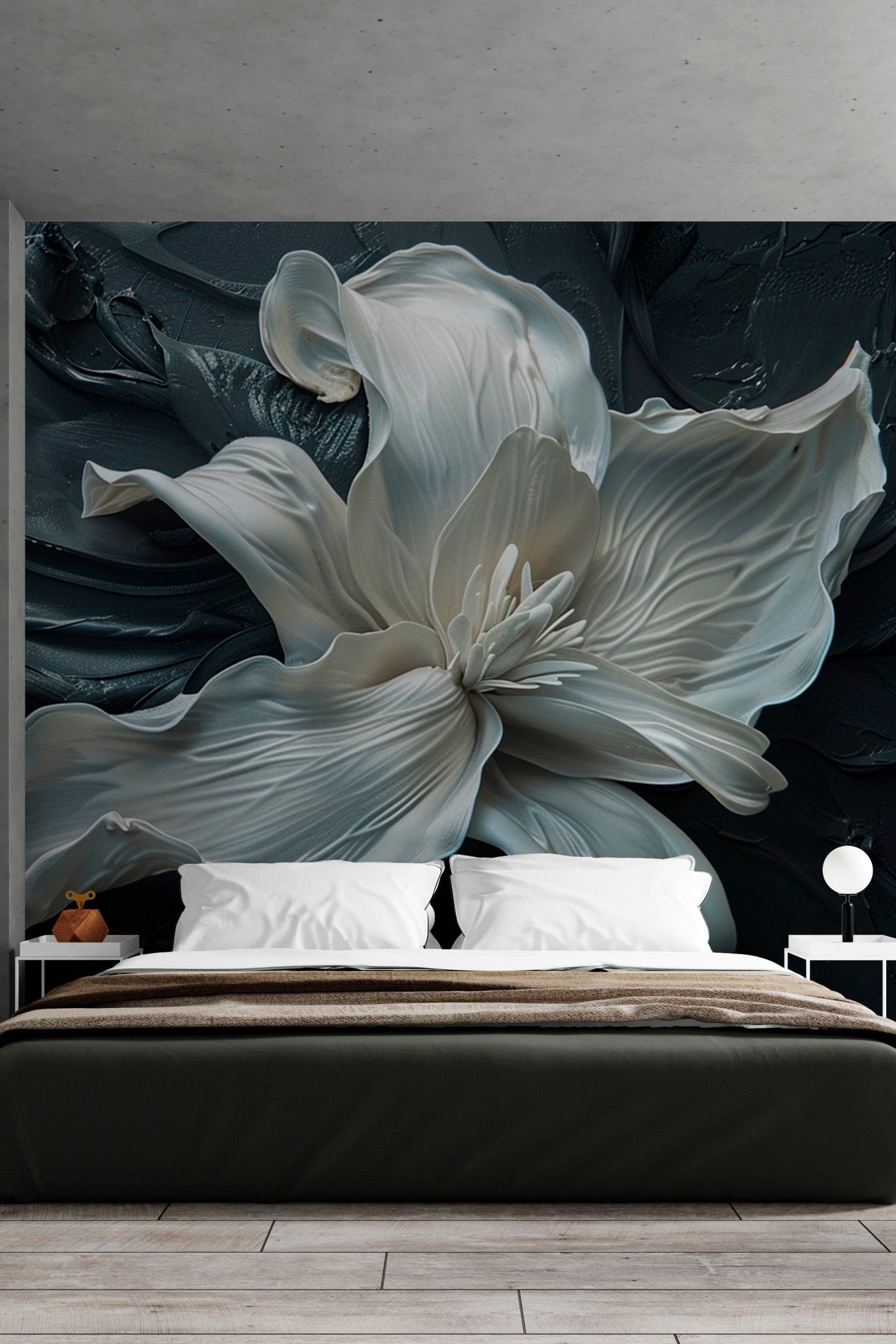 Fleur Sublime : Harmonie de Blanc et Noir - Illulart: Papier peint panoramique