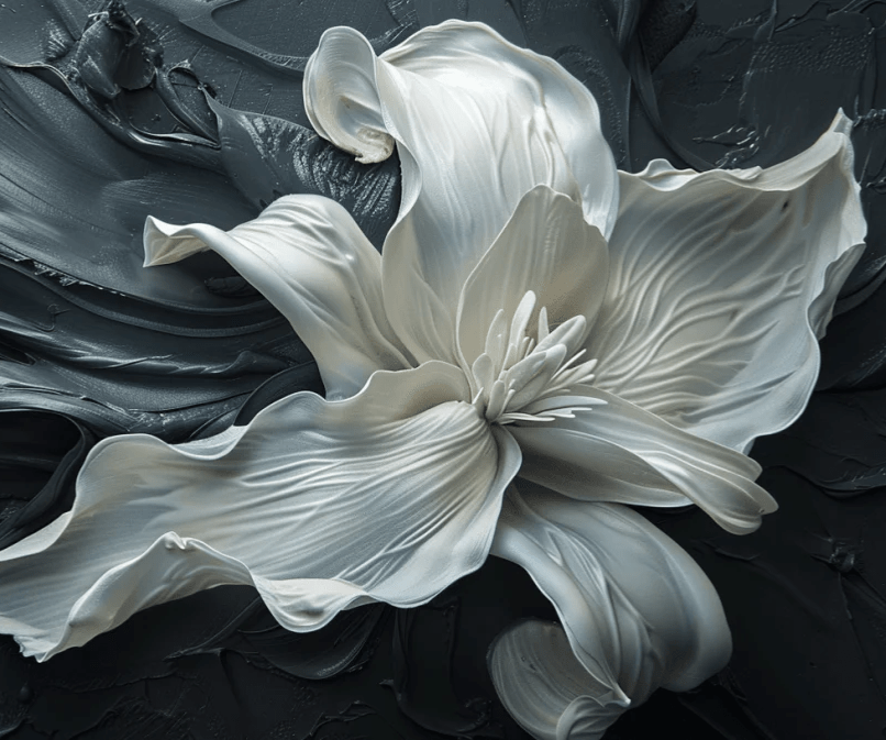 Fleur Sublime : Harmonie de Blanc et Noir - Illulart: Papier peint panoramique