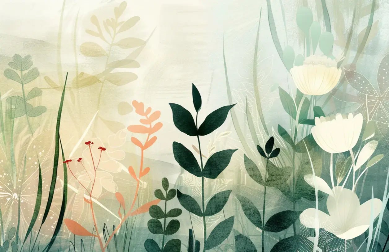 Fleurs du Matin – Papier Peint Panoramique Pastoral - Illulart: Papier peint panoramique