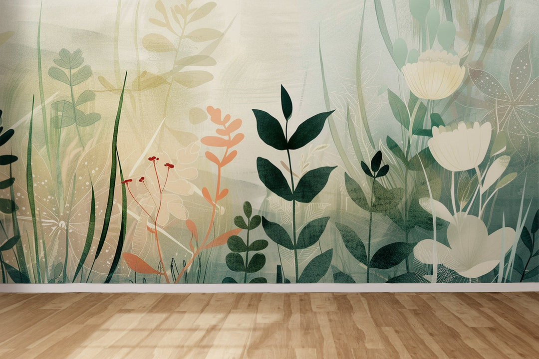 Fleurs du Matin – Papier Peint Panoramique Pastoral - Illulart: Papier peint panoramique