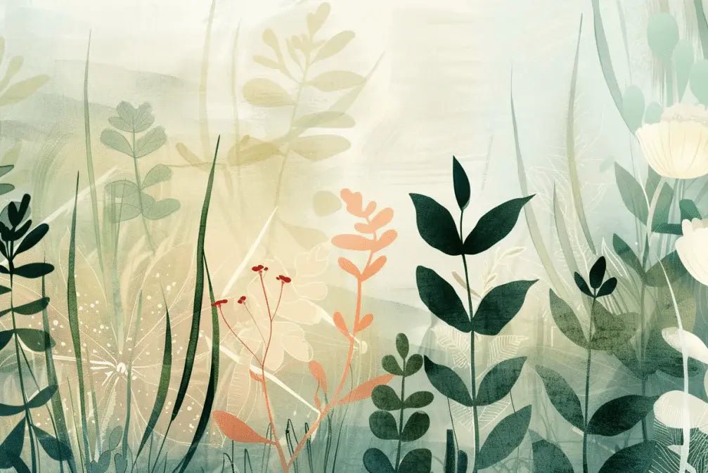 Fleurs du Matin – Papier Peint Panoramique Pastoral - Illulart: Papier peint panoramique