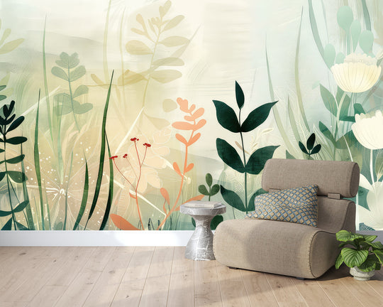 Fleurs du Matin – Papier Peint Panoramique Pastoral - Illulart: Papier peint panoramique
