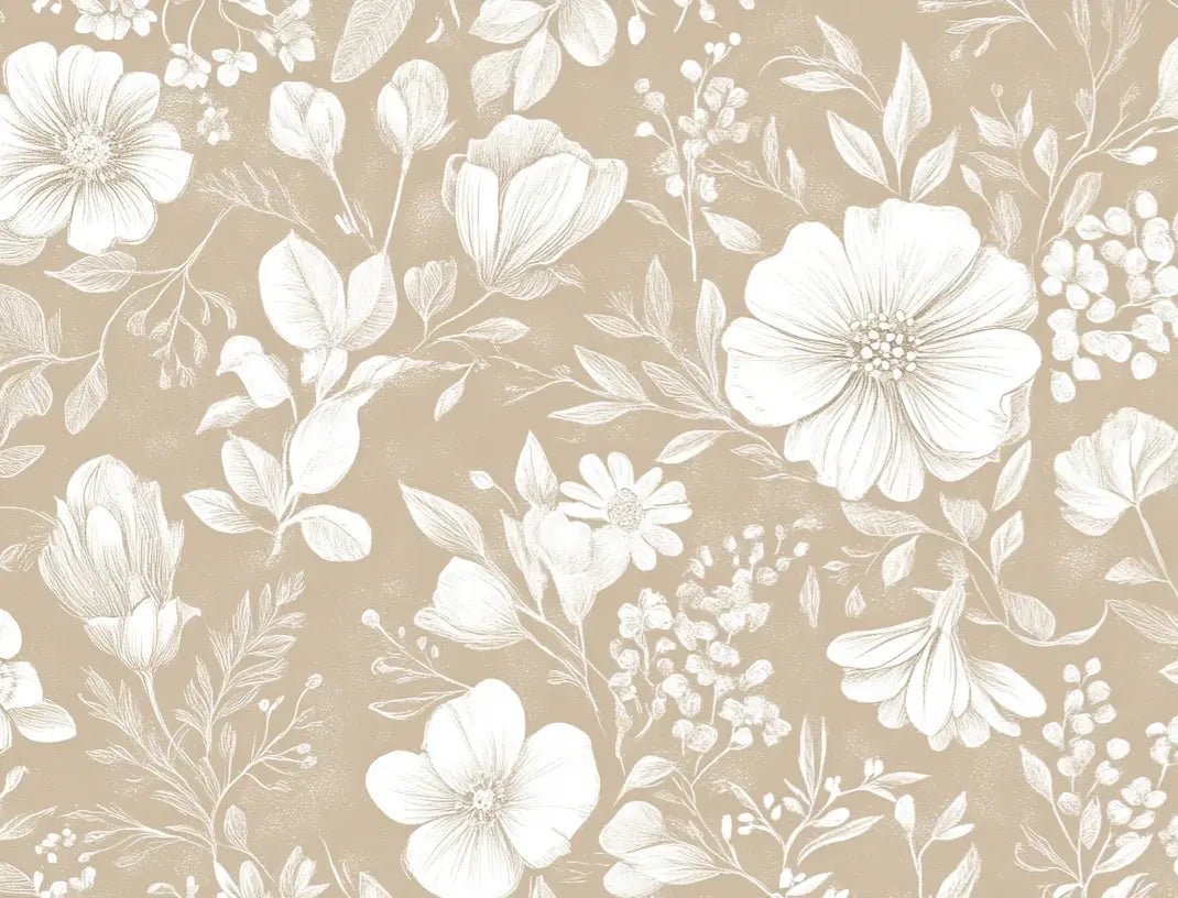 Floraison Bohème - Papier Peint Floral Élégant en Beige