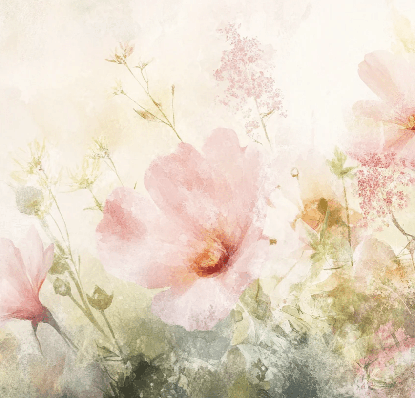 Floraison en Rose : Papier Peint Panoramique Romantique - Illulart: Papier peint panoramique