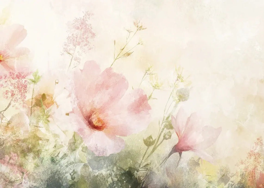 Floraison en Rose : Papier Peint Panoramique Romantique - Illulart: Papier peint panoramique