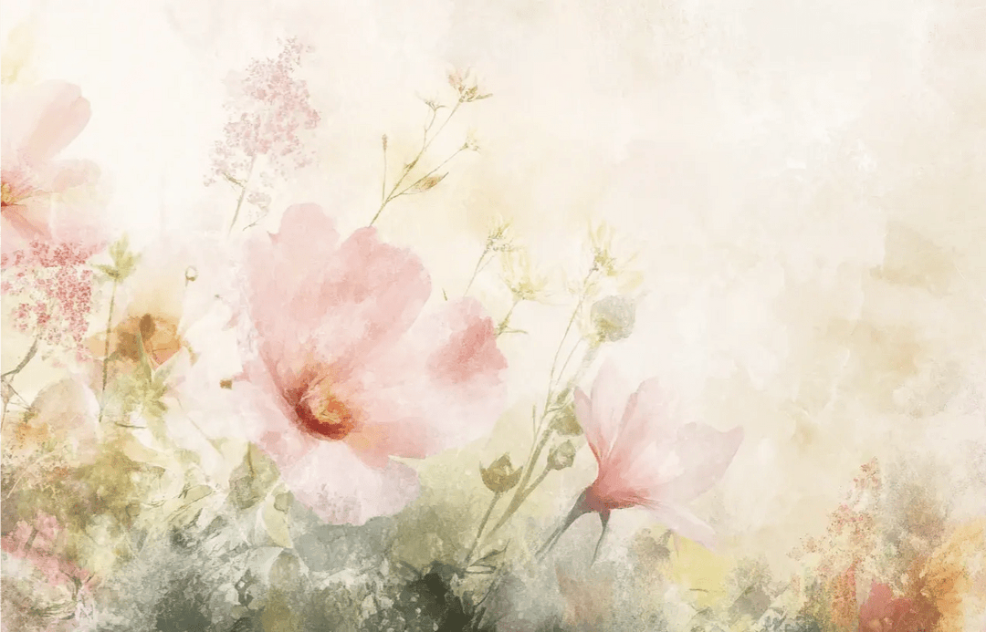 Floraison en Rose : Papier Peint Panoramique Romantique - Illulart: Papier peint panoramique