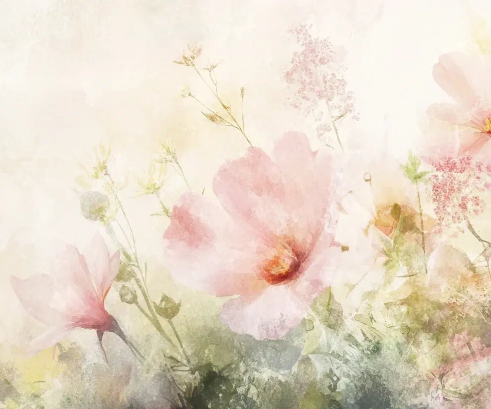 Floraison en Rose : Papier Peint Panoramique Romantique - Illulart: Papier peint panoramique