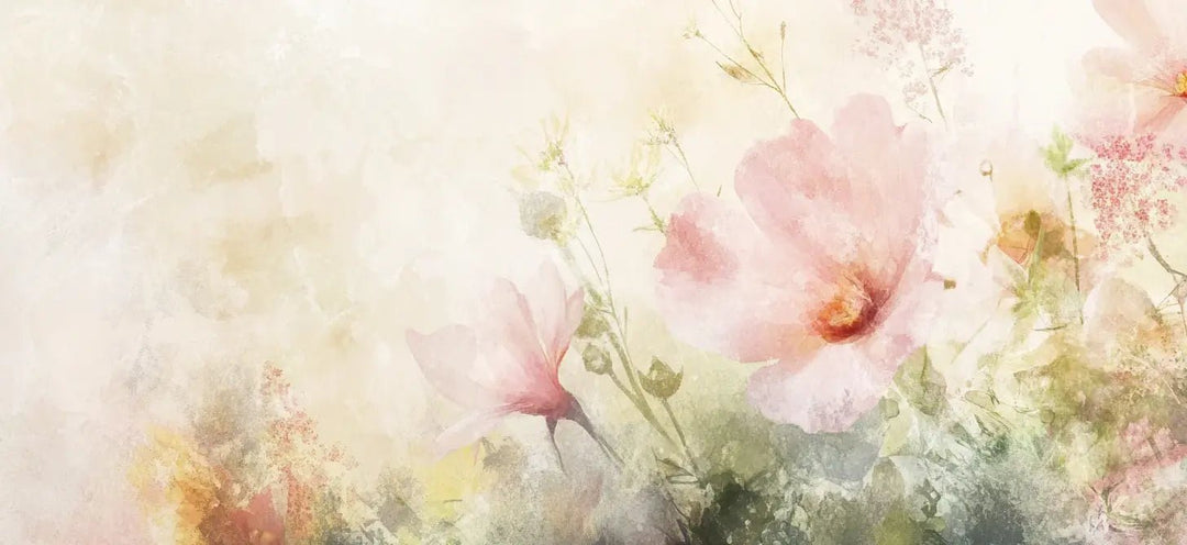 Floraison en Rose : Papier Peint Panoramique Romantique - Illulart: Papier peint panoramique