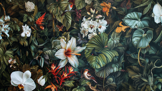 Exotic Flowering: Living Botanical Mural