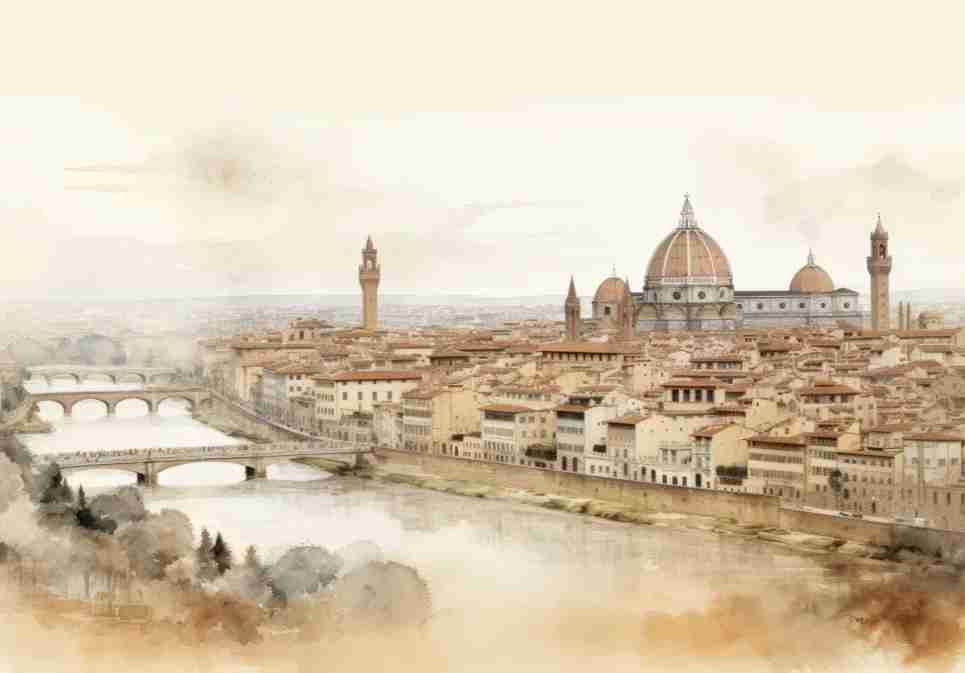 Florence - Cité de Toscane - Illulart: Papier peint panoramique