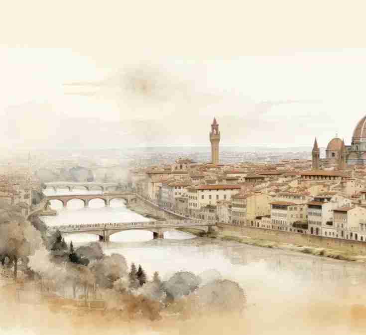 Florence - Cité de Toscane - Illulart: Papier peint panoramique