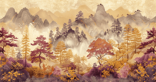 Forêt d'Ambre - Chant d'Automne Asiatique en Papier Peint - Illulart: Papier peint panoramique