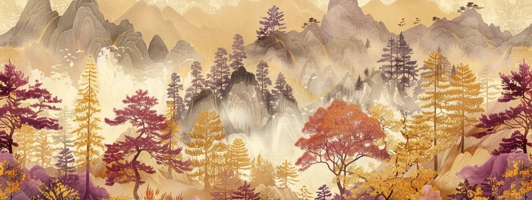 Forêt d'Ambre - Chant d'Automne Asiatique en Papier Peint - Illulart: Papier peint panoramique
