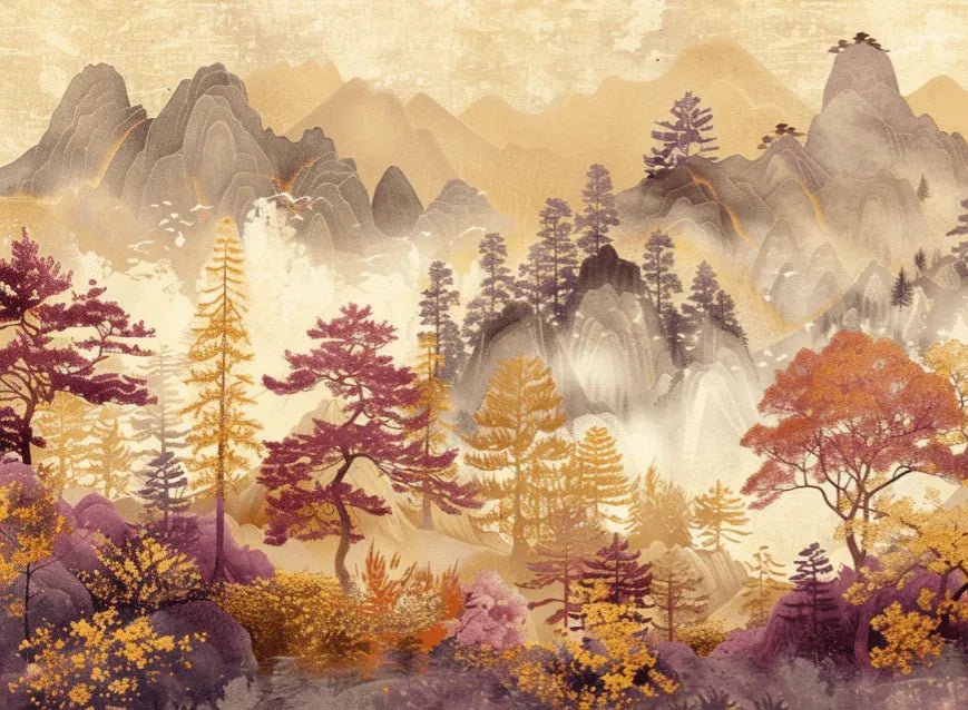 Forêt d'Ambre - Chant d'Automne Asiatique en Papier Peint - Illulart: Papier peint panoramique