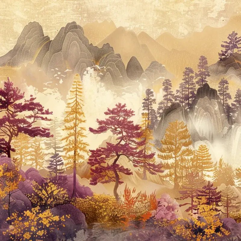 Forêt d'Ambre - Chant d'Automne Asiatique en Papier Peint