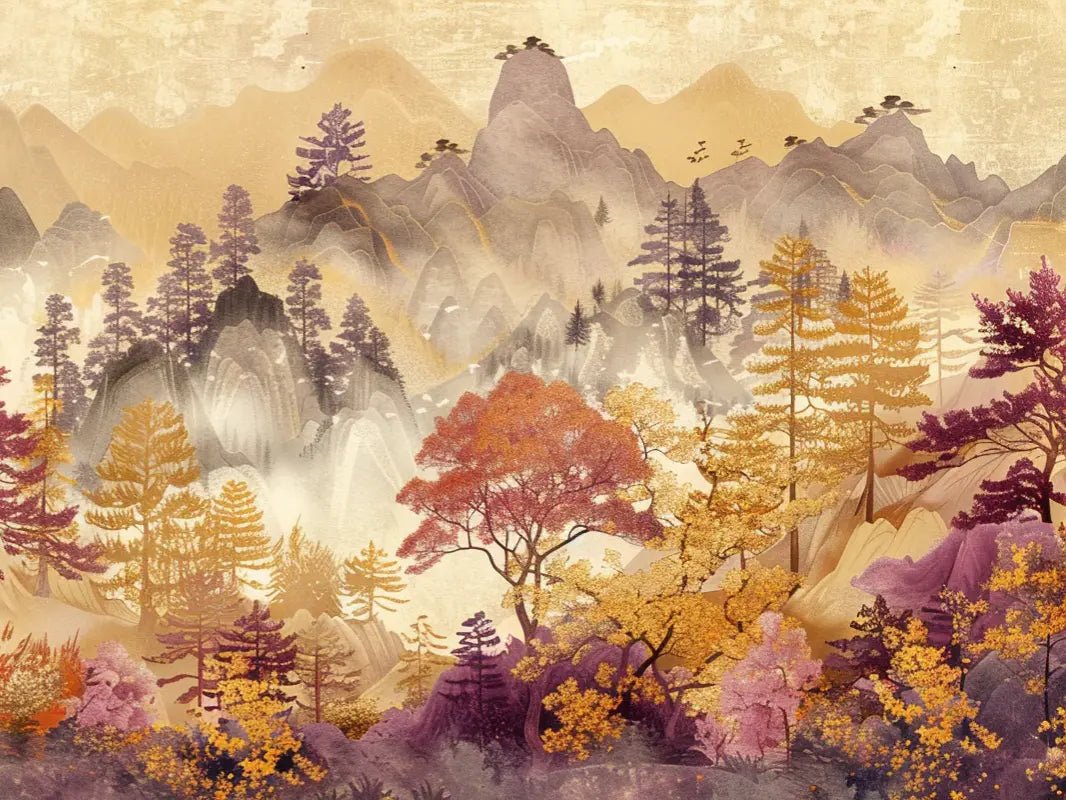 Forêt d'Ambre - Chant d'Automne Asiatique en Papier Peint - Illulart: Papier peint panoramique