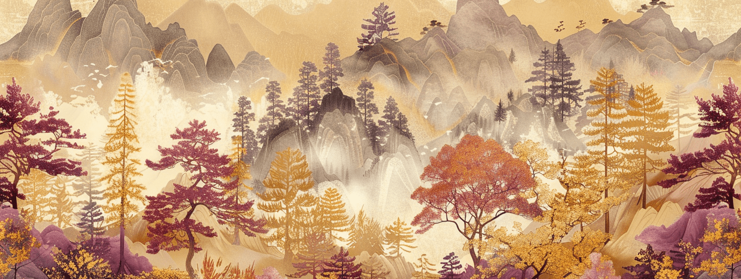 Forêt d'Ambre - Chant d'Automne Asiatique en Papier Peint